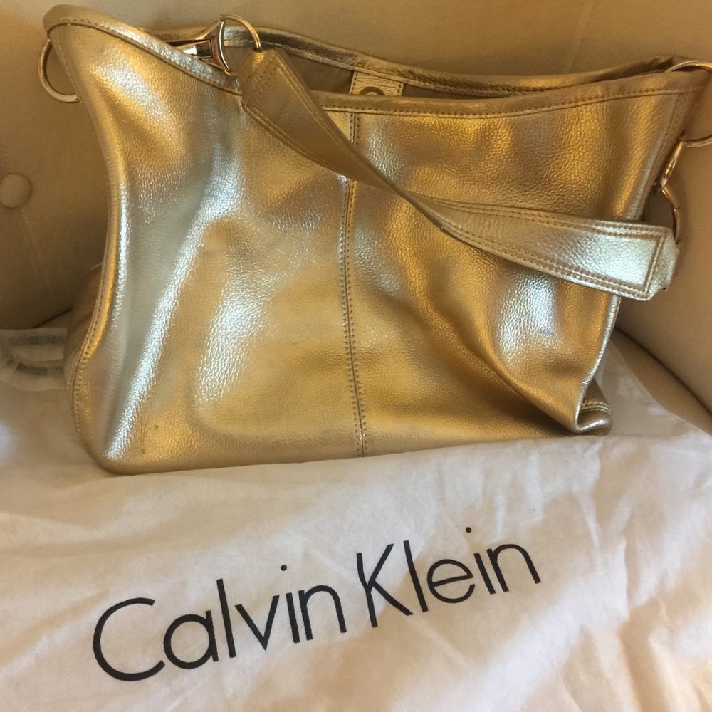 Calvin Klein Large Tote in Gold with Gold Hardware
